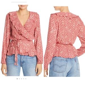 Women’s Poupette St Barth Elise Ruffled Long Sleeve Wrap Top size Small